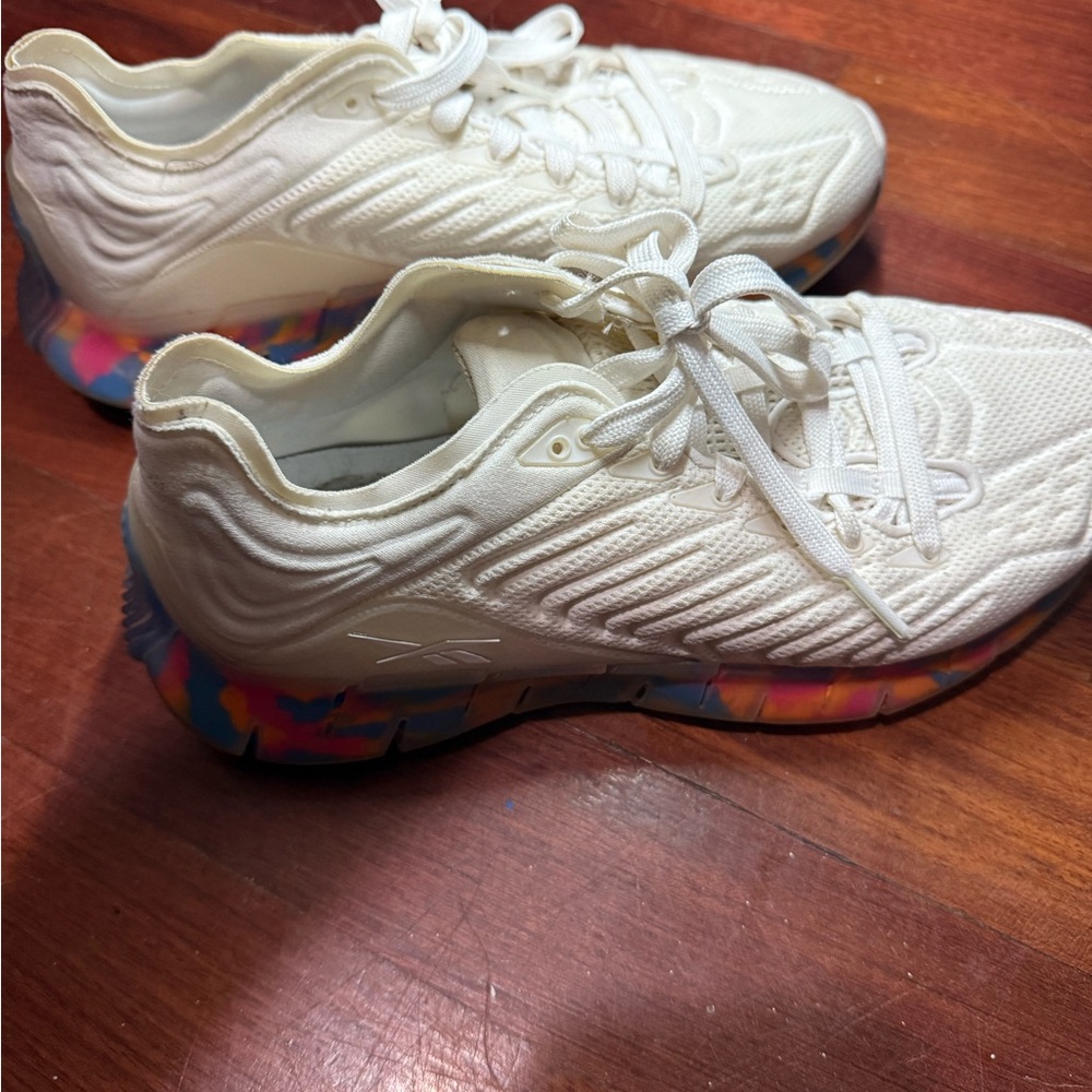Reebok White Sneakers with Colorful Soles